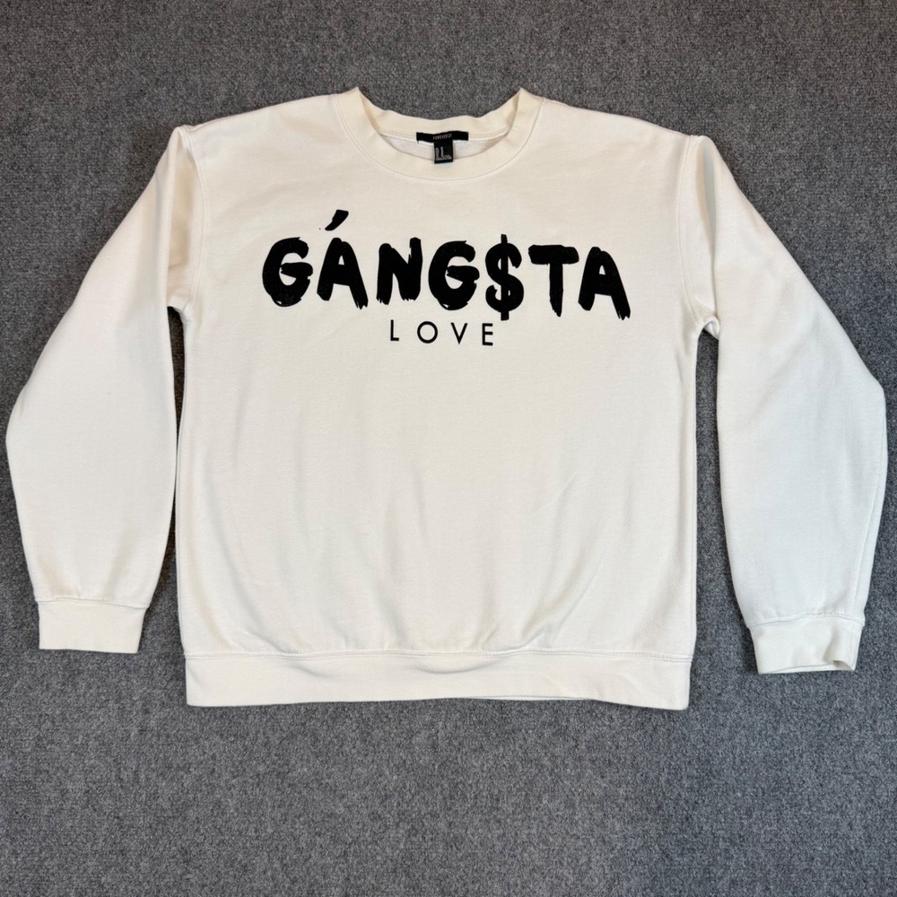 Forever 21 Gangsta Love Graphic Sweatshirt Cream Off-White Size Medium